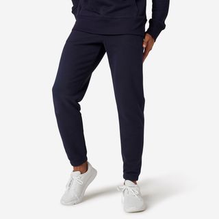 Pantalón Chándal Fitness Algodón Recto Hombre Domyos Essentials Azul S / W30 L33 Azul