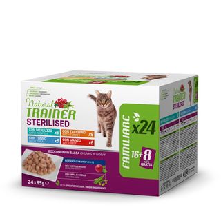 Natural trainer cat sterilised busta multipack 24x85g mix carne e pesce