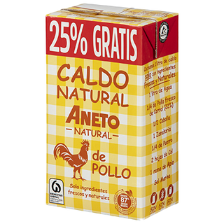 Caldo Natural De Pollo Aneto 750 Ml. Mas 25% Gratis
