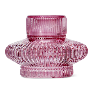 Portalumino e portacandela - In Vetro Rosa - 3056171