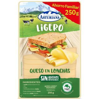 Queso Ligero Central Lechera Asturiana, Lonchas, Bandeja 250 G (24146573)