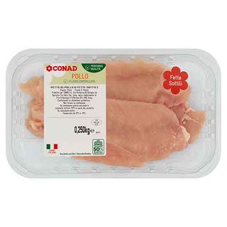 CONAD Percorso Qualità Petto di Pollo a Fette Sottili 0,250 kg - 8003170081734
