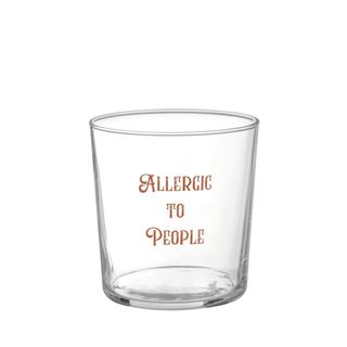 Bicchiere in vetro 360 ml - scritta Allergic to people