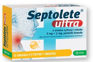Septolete Ultra o smaku cytryny i miodu 3 mg + 1 mg 16 pastyl.