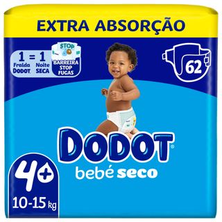 Fraldas Bebé Seco Extra 10-15kg T4 Dodot (emb. 62 un)