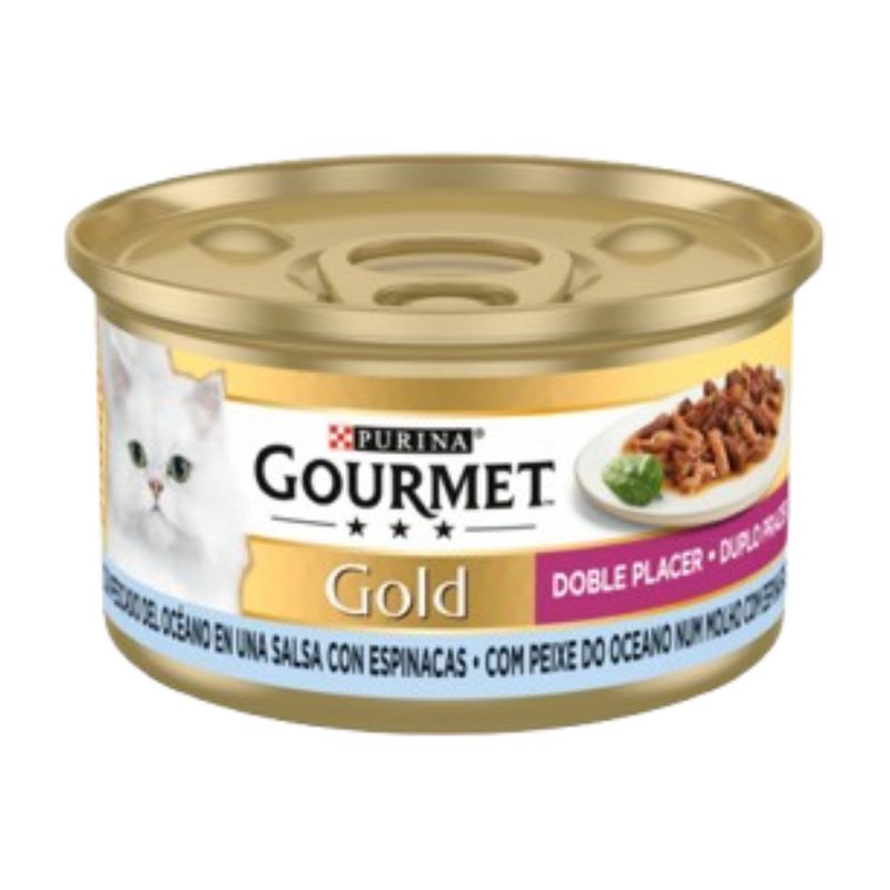 Purina Gourmet Gold Peixe do Oceano em Molho com Espinafres 85g