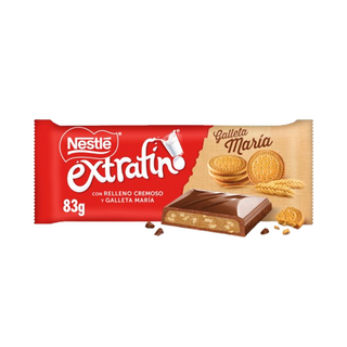 Nestlé Extrafino Tableta Chocolate con Leche Rellena De Galleta María 83g