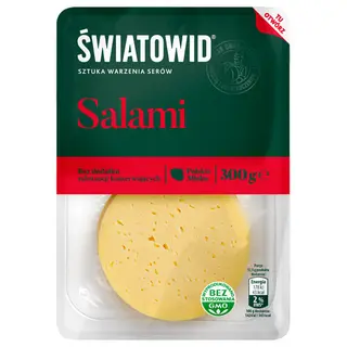 Światowid Ser żółty Salami w plastrach 300 g