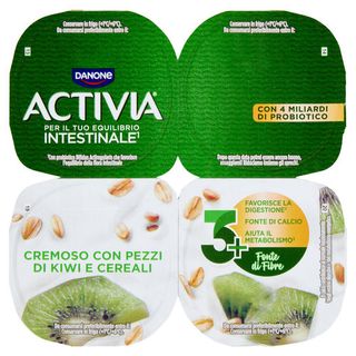 ACTIVIA Fibre Yogurt con Probiotico Bifidus, gusto Kiwi e Cereali, 4x125g - 8001630005610