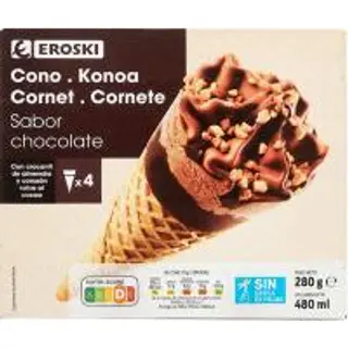 Cono Grande De Chocolate Eroski, Pack 4X120 Ml. (25473497)