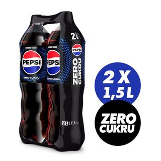 PEPSI - Napój gazowany Zero Cukru o smaku cola nieposiadający wartości energetycznej - 2 x 1,5 l