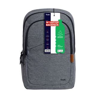 Mochila Ecológica Trust Avana Para Portátiles De Hasta 16" Gris (8713439249811)