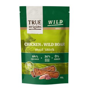 0.1 KG True Origins Tiras Wild Adult Pollo y Jabalí para perros