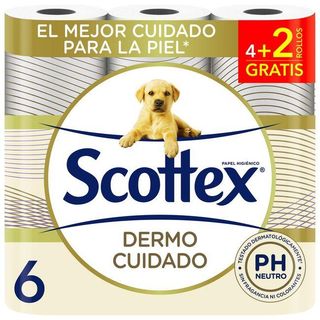 Papel Higiénico Dermo Cuidado Scottex, Paquete 6 Uds (24255010)