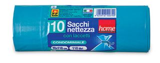 10 Sacchi nettezza con laccetti condominiale 70x110cm 110 litri