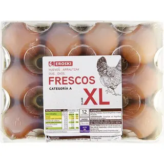 Huevo fresco XL EROSKI, cartón 12 uds(3435369)