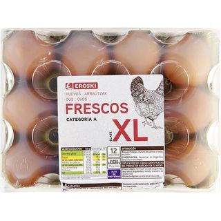 Huevo fresco XL EROSKI, cartón 12 uds(3435369)