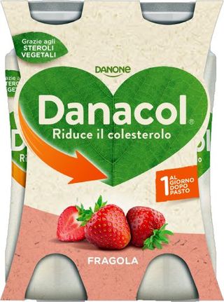 DANACOL Yogurt da bere, Riduce il Colesterolo grazie agli Steroli Vegetali, gusto Fragola, 4x100g