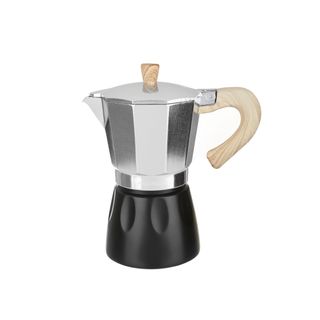 Caffettiera 6 tazze argento e nera - in lega di alluminio