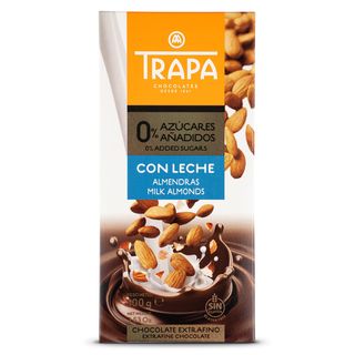 Chocolate Con Leche Y Almendras 0% Azúcares Añadidos Trapa 100 G