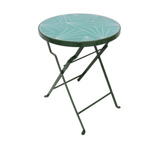 Tavolino portavaso tondo - geometrico verde