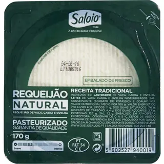 Saloio Requeijão Natural Pasteurizado embalagem 170 g - 18382400671