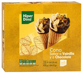 Hiperdino Mini Conos De Vainilla Y Chocolate 12 X 30 G