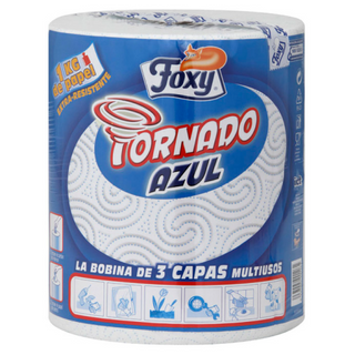 Rollo Papel Foxy Tornado Azul 3 Capas Multiuso Para Cocina 2Ud