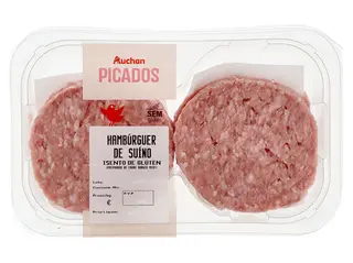 HAMBURGUERES DE SUINO SEM GLÚTEN AUCHAN 4*100GR