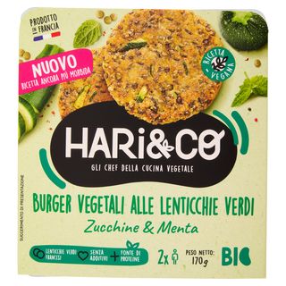 Hari&Co Burger Vegetali alle Lenticchie Verdi Zucchine & Menta Bio 170 g