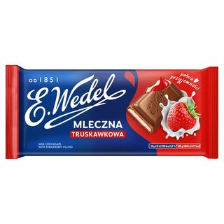 E.Wedel Czekolada mleczna truskawkowa, 90 g