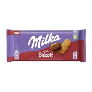 Tablete de Chocolate de Leite com Bolacha Lotus Biscoff Milka (emb. 90 gr)