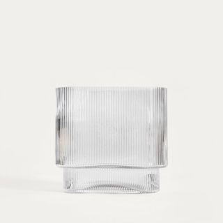 Wazon | AMER | szklany podłużny prążkowany transparentny | 20x10x18,5 cm | 765438