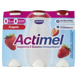 Actimel, Yogurt Da Bere Con Vitamina B6 E D Per Il Sistema Immunitario, 0% Grassi, Gusto Fragola, 6X100G