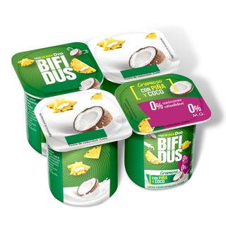 Bífidus Con Piña Y Coco Doble 0% Dia Pack 4 X 125 G