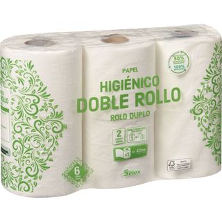 Papel Higiénico Doble Rollo 2 Capas, Paquete 6 Unidades