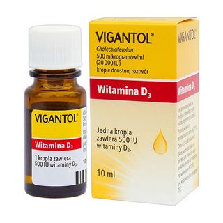 Vigantol, 500mcg/ml(20 000IU/ml), krople doustne, 10 ml