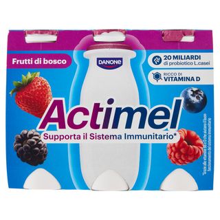 ACTIMEL, Yogurt da Bere con Vit B6 e D per il Sistema Immunitario, gusto Frutti di Bosco, 6X100G