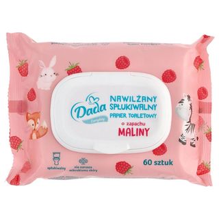 Dada Nawilżany spłukiwalny papier toaletowy o zapachu maliny 60 szt.