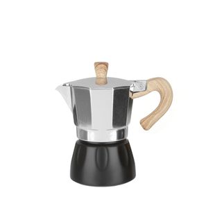 Caffettiera 3 tazze argento e nera - in lega di alluminio