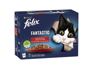 COMIDA HÚMIDA PARA GATO FELIX FANTASTIC CARNE 12X85G