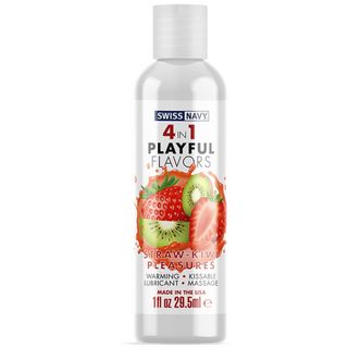 Swiss Navy truskawka 4 in 1 Playful Flavors - Lubricant with Straw-Kiwi Pleasures Flavor - 1 fl oz / 29.5 ml