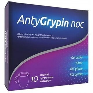 Zdrovit AntyGrypin Noc 500 mg + 200 mg + 4 mg 10 saszetek