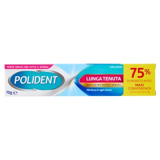 Polident Lunga Tenuta, Adesivo per Protesi Dentale, 12 Ore di Tenuta, Gusto Menta Delicata, 70 g