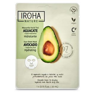 Mascarilla Facial Hidratante Con Aguacate Y Ácido Hialurónico Iroha Sobre 1 Unidad