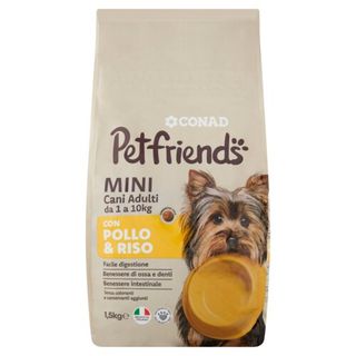 CONAD Petfriends Mini Cani Adulti da 1 a 10kg con Pollo & Riso 1,5 Kg - 8003170075436