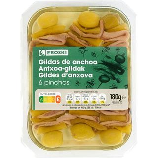 Gildas De Anchoa Eroski, 6 Uds, Bandeja 180 G
