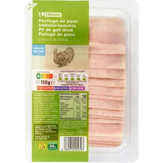 Pechuga De Pavo Reducida En Sal Eroski, Bandeja 150 G