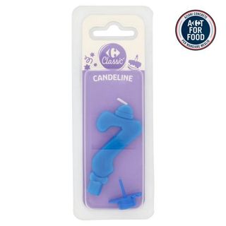Carrefour Classic Candelina Numero 7 Azzurra Con Supporto -5630