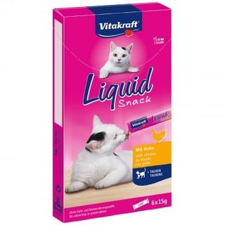 Snack Líquido Con Pollo Y Taurina Para Gato Vitakraft 6X15 G.